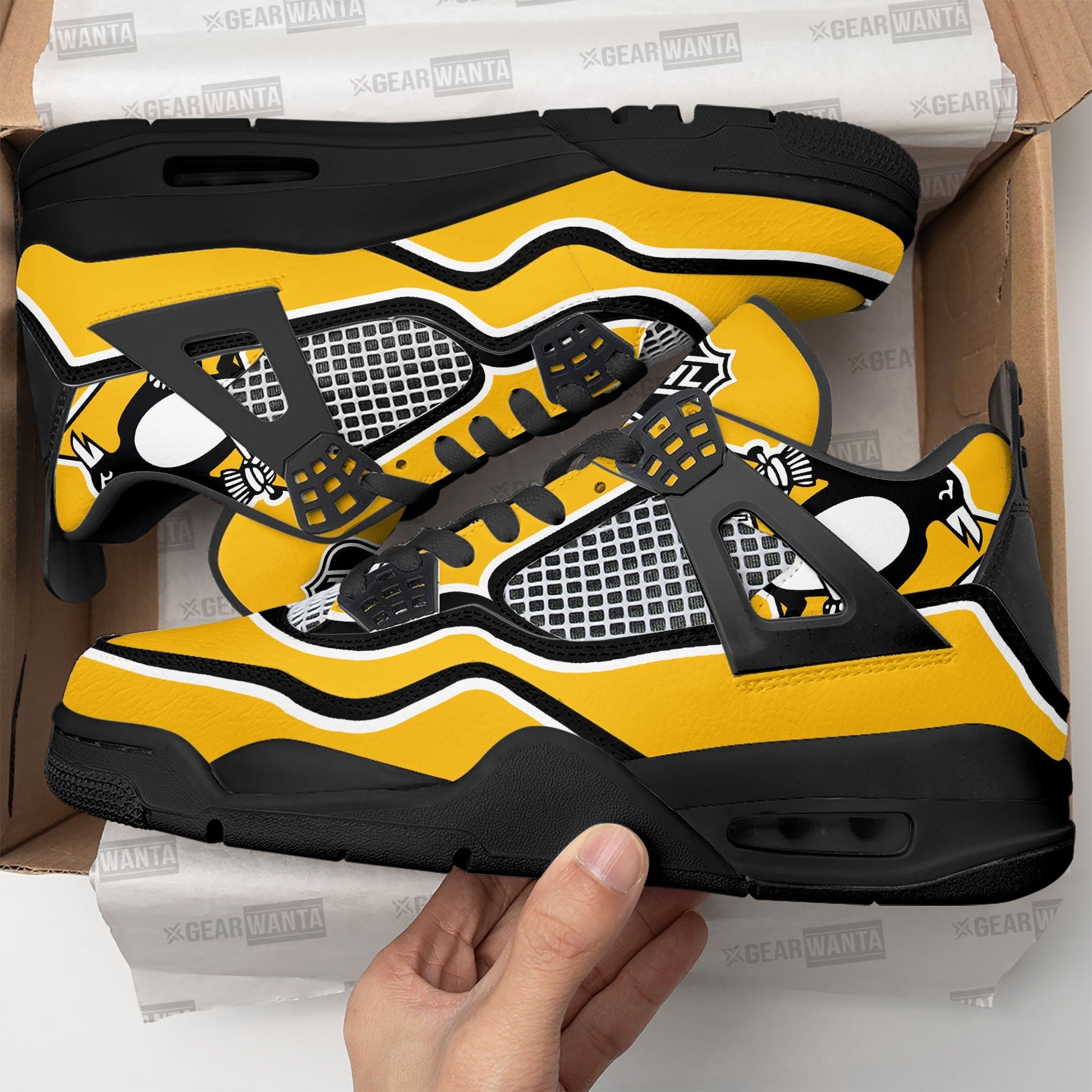 Pittsburgh Penguins Aj4 Sneakers Custom Shoes-Gear Wanta