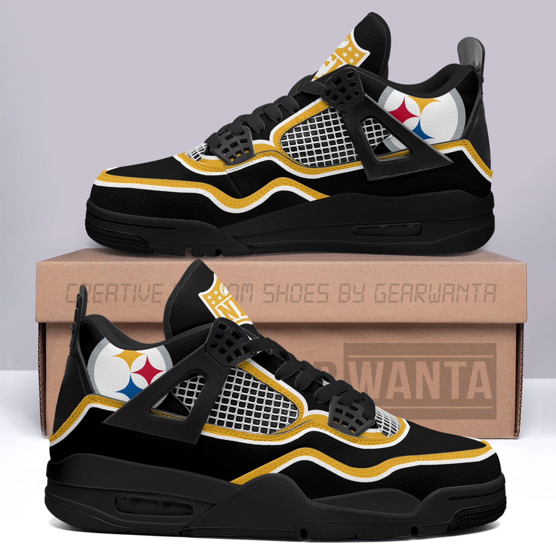 Pittsburgh Steelers Aj4 Sneakers Custom Shoes-Gear Wanta