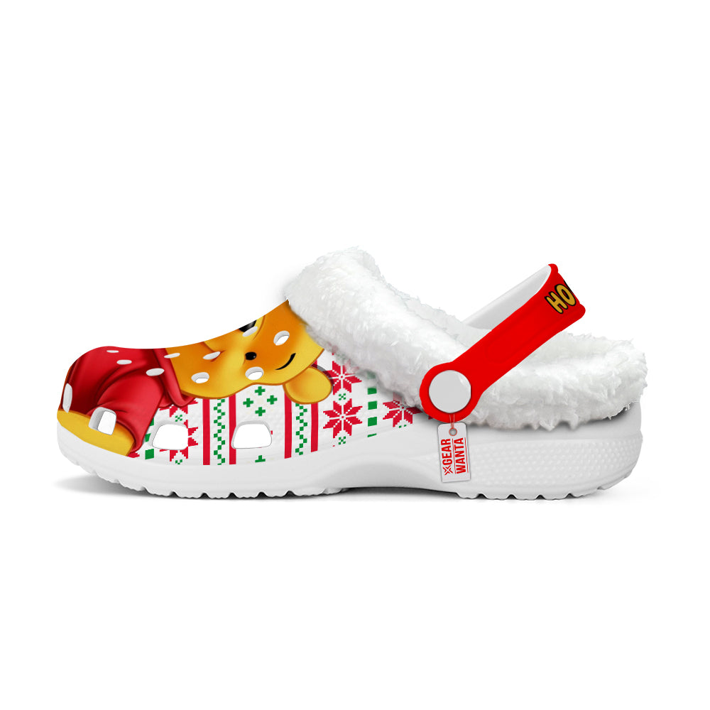 Pooh Fleece Clogs Shoes Christmas Custom For FansGearwanta.com- 2- Gearwanta.com