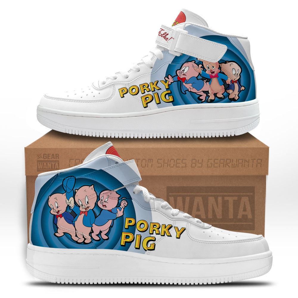 Porky Pig Air Mid Shoes Custom Looney Tunes Sneakers-Gear Wanta