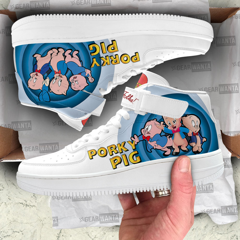 Porky Pig Air Mid Shoes Custom Looney Tunes Sneakers-Gear Wanta