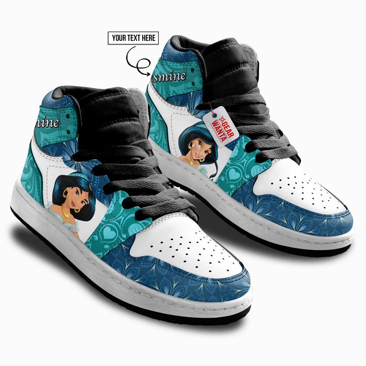 Princess Jasmine Personalized Kid J1s Sneakers Collection - Gearwanta.com