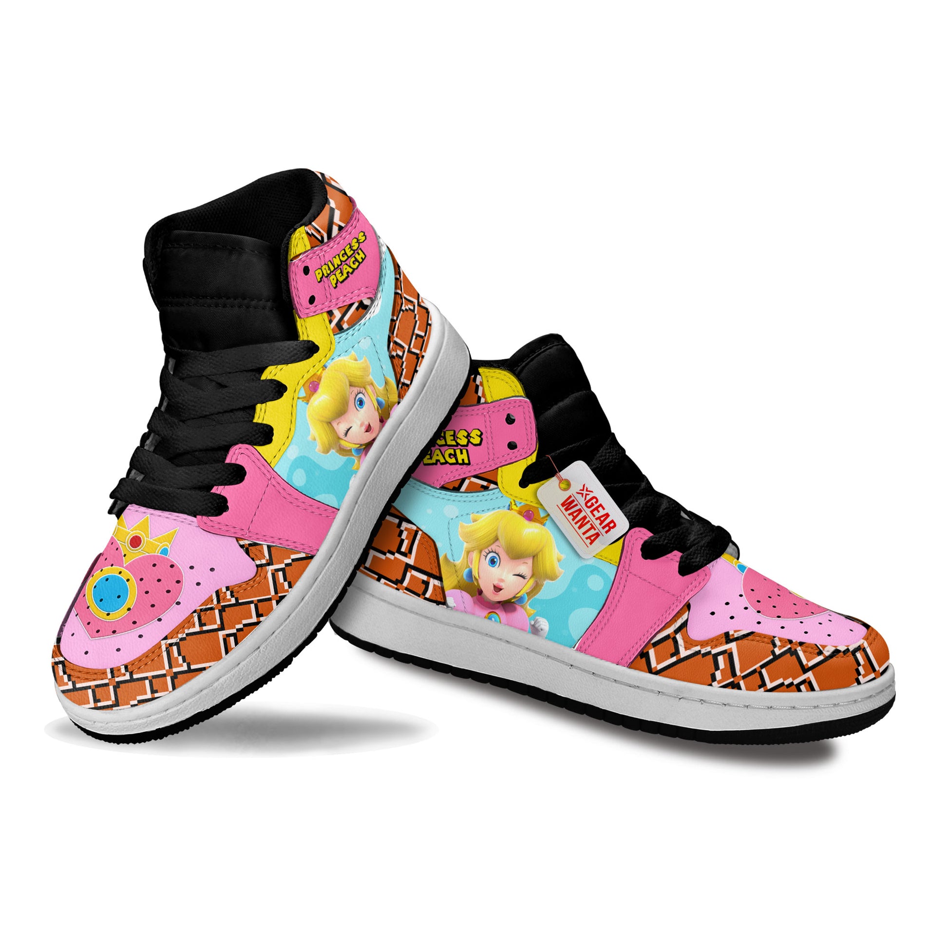 Princess Peach Kid J1s Sneakers Personalized Cartoon Collection - Gearwanta.com