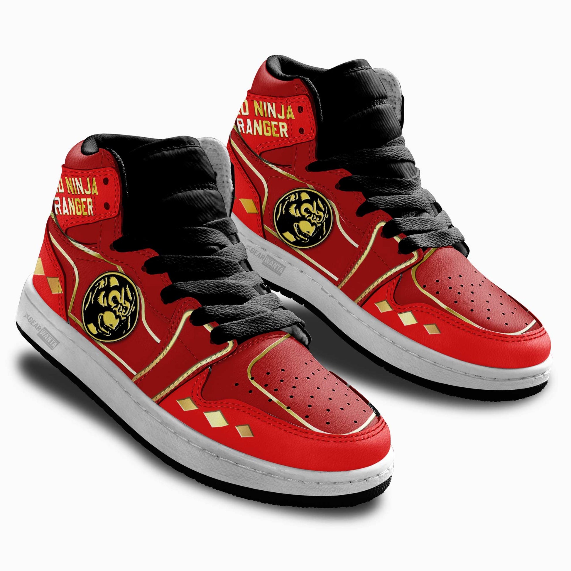 Red Ninja Ranger Mighty Morphin Kid Sneakers Custom For Kids-Gear Wanta