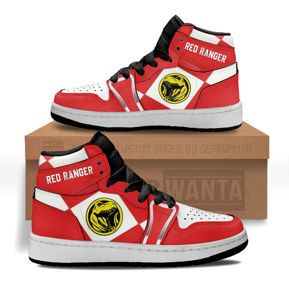 Red Ranger Mighty Morphin Kid Sneakers Custom For Kids-Gear Wanta