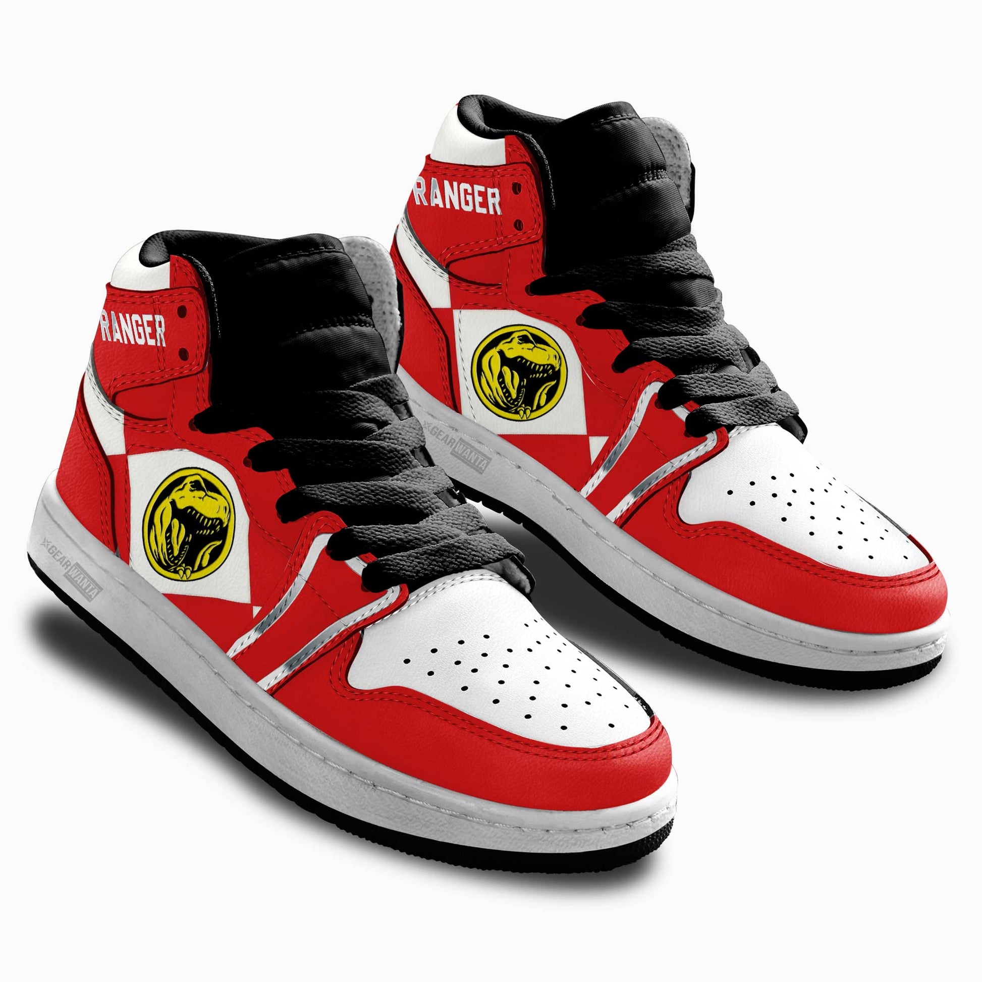 Red Ranger Mighty Morphin Kid Sneakers Custom For Kids-Gear Wanta