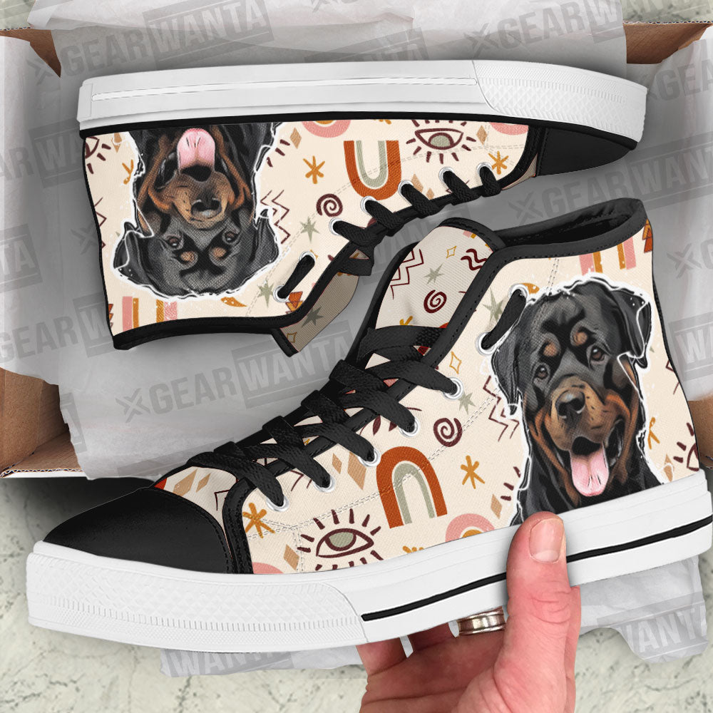 Rottweiler High Top Shoes Custom Boho-Gear Wanta