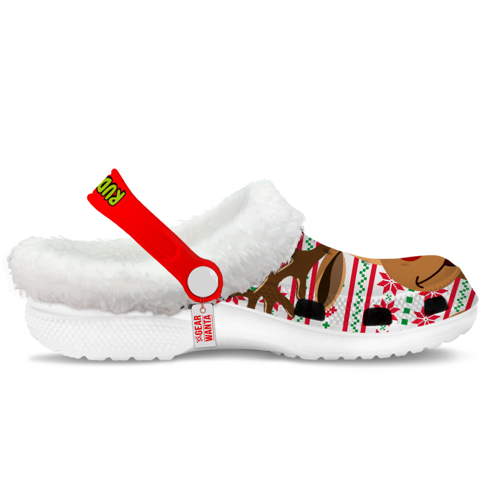 Rudolph Fleece Clogs Shoes Christmas Custom For FansGearwanta.com- 1- Gearwanta.com