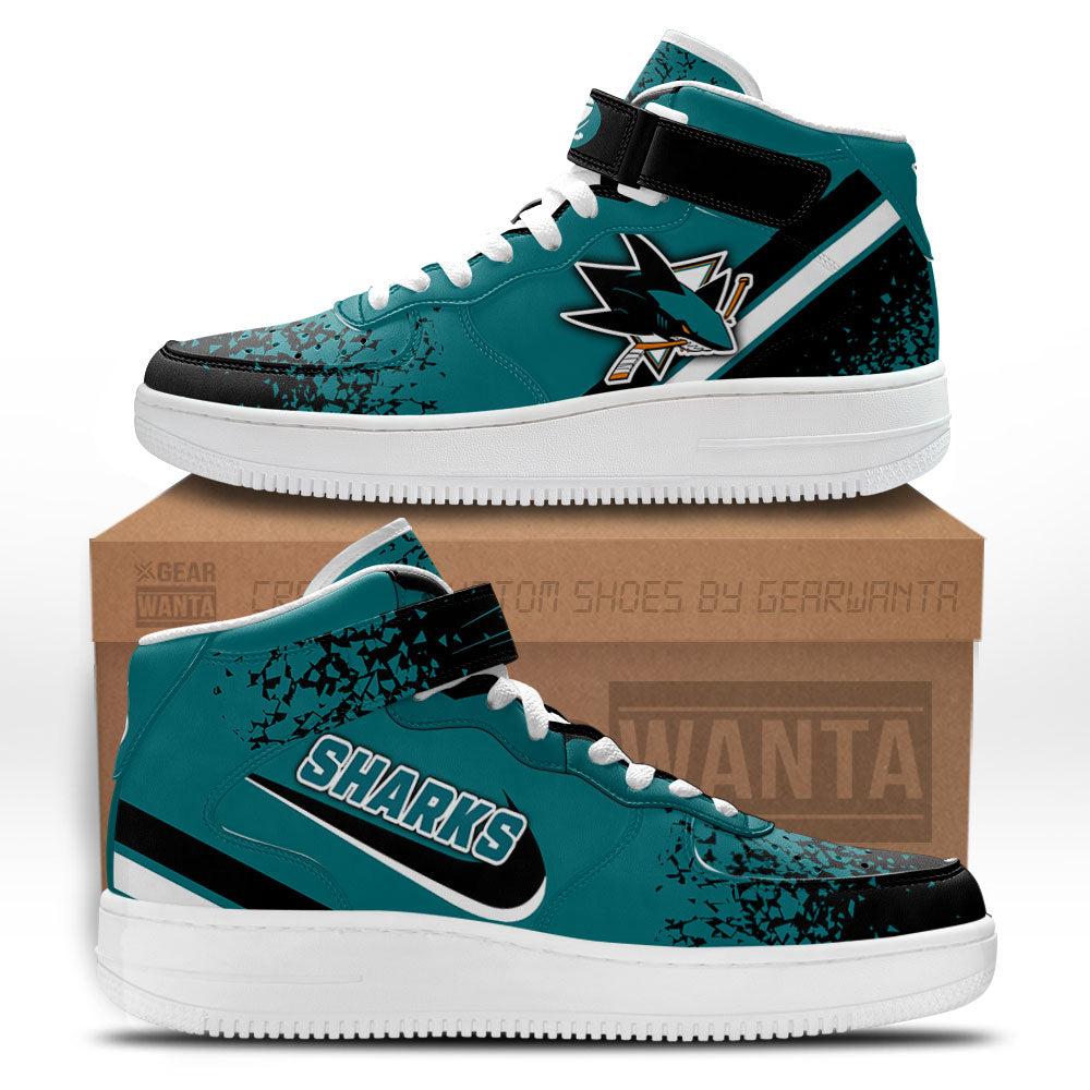 SJ Sharks Air Mid Shoes Custom Hockey Sneakers Fans-Gear Wanta