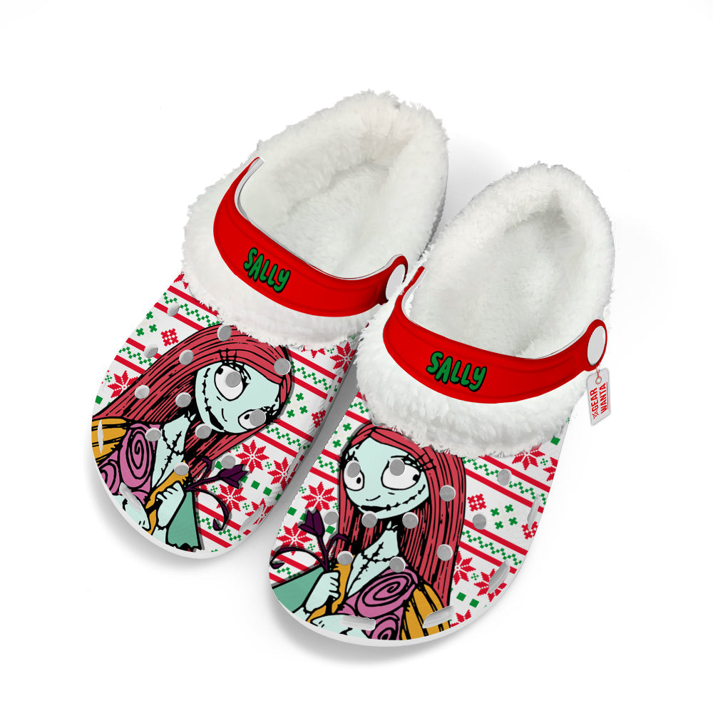 Sally Fleece Clogs Shoes Christmas Custom For FansGearwanta.com