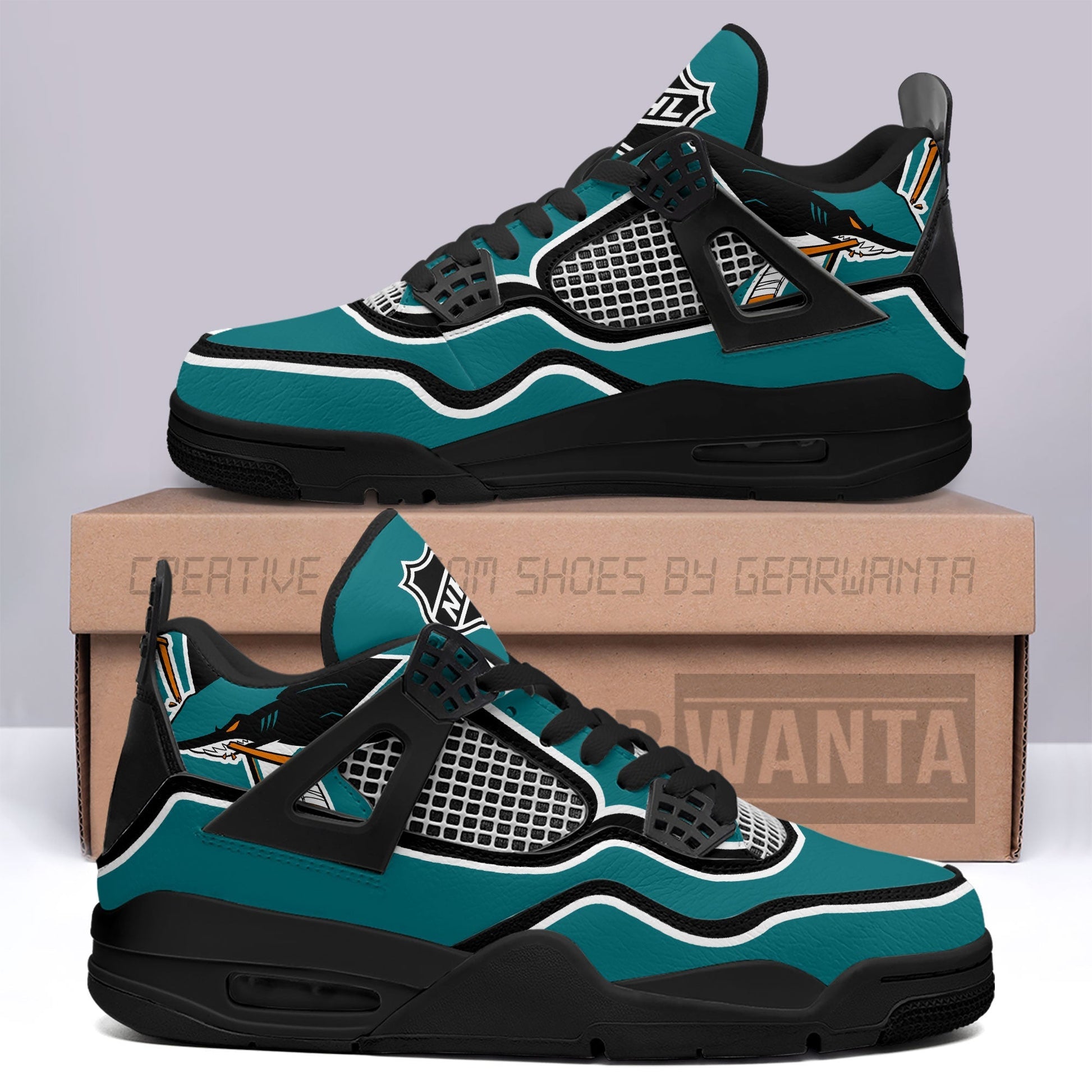 San Jose Sharks Aj4 Sneakers Custom Shoes-Gear Wanta