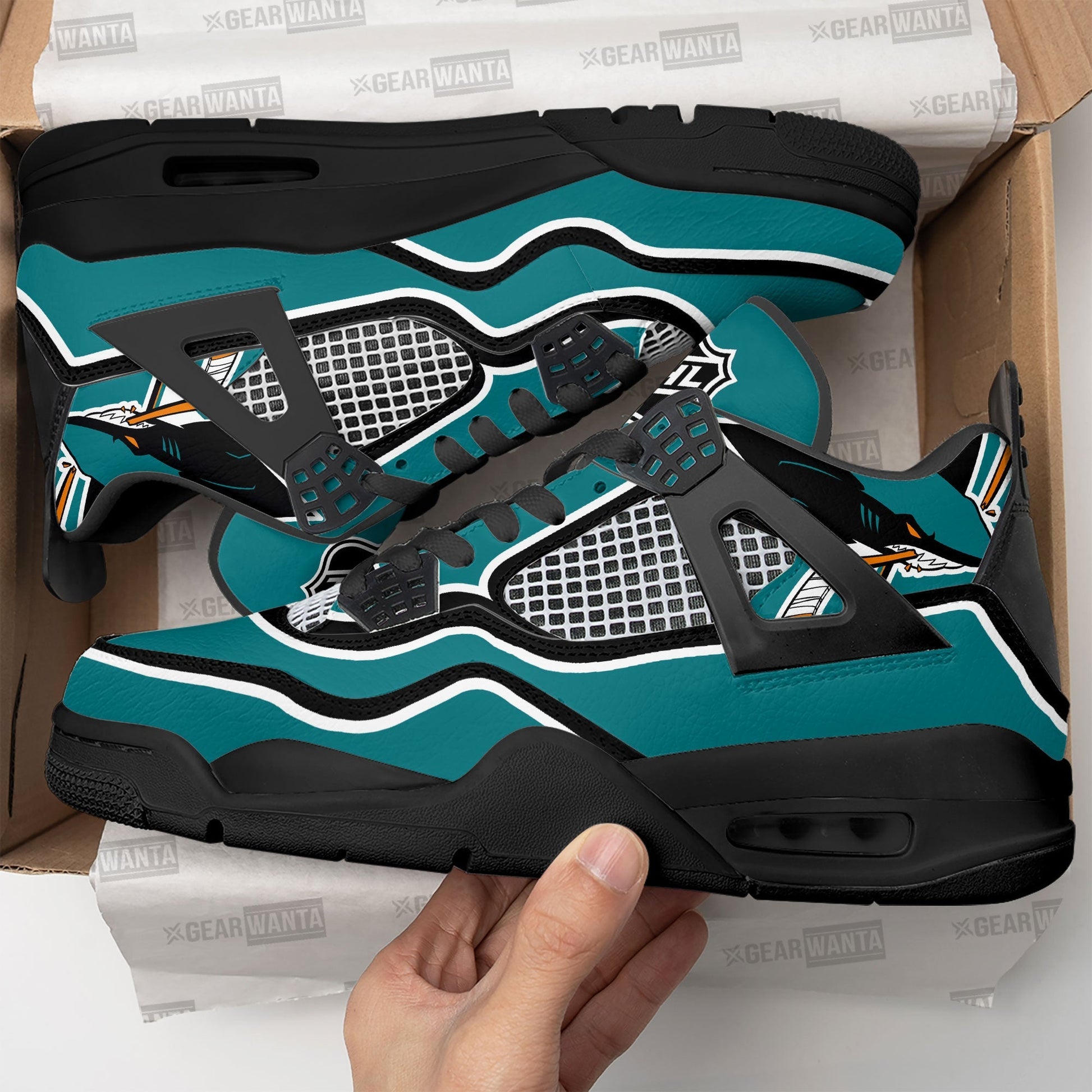 San Jose Sharks Aj4 Sneakers Custom Shoes-Gear Wanta