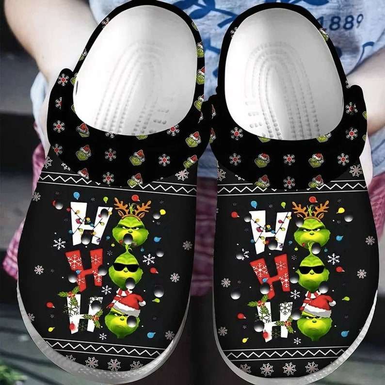 The Grinch Face HOHOHO Funny Christmas Clogs Shoes-gearwanta.com