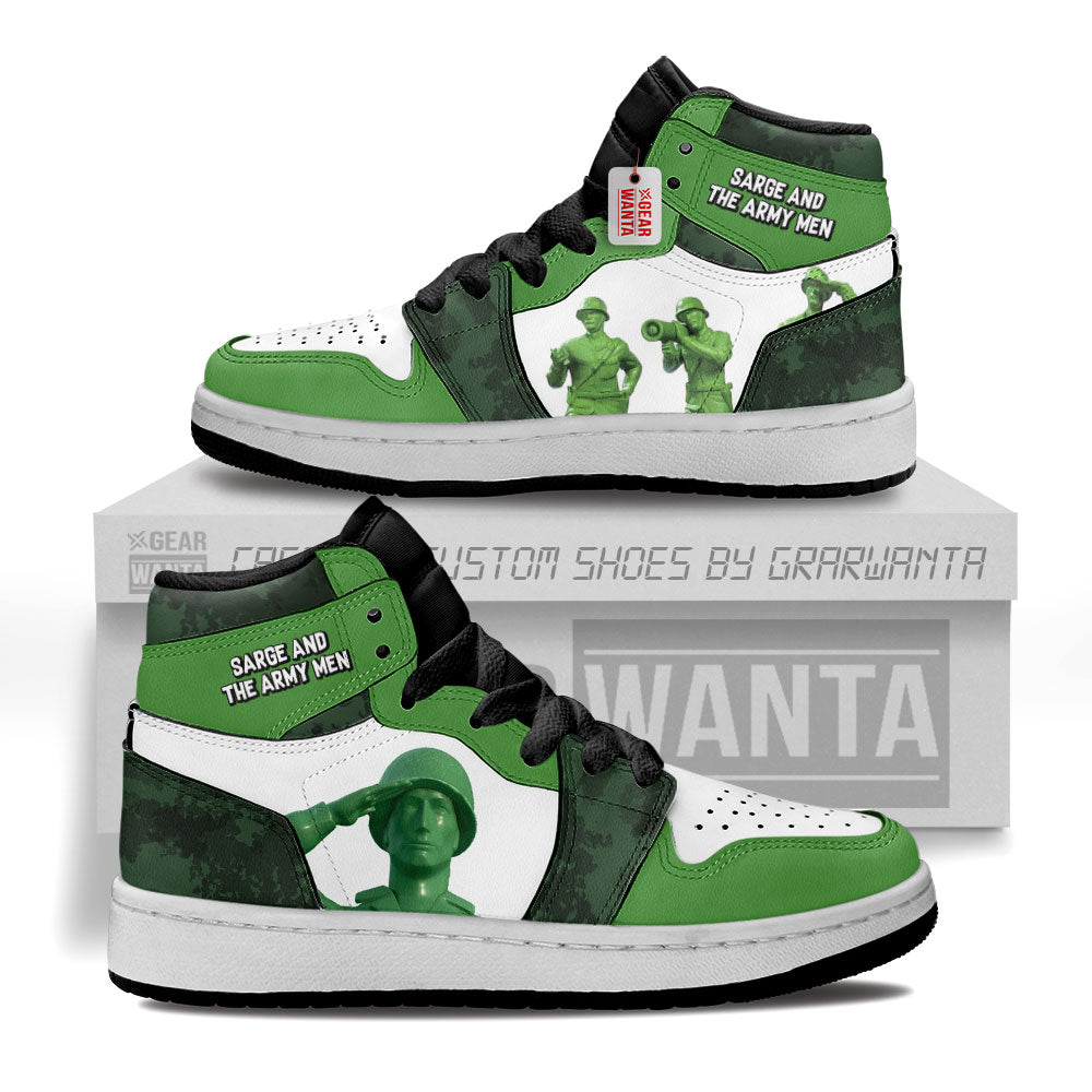 Sarge and the Army Men Kid J1s Sneakers Personalized Cartoon Collection - Gearwanta.com
