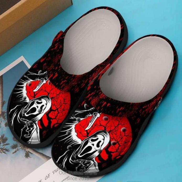 Scream Ghostface Red Horror Moon Clogs Shoes-gearwanta.com