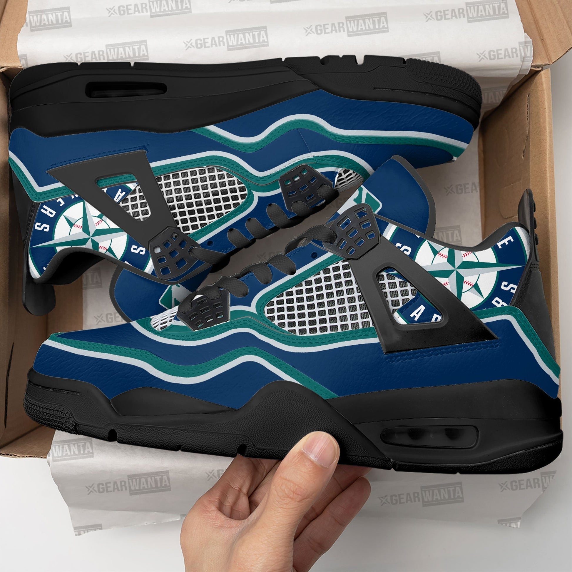 Seattle Mariners Aj4 Sneakers Custom Shoes-Gear Wanta