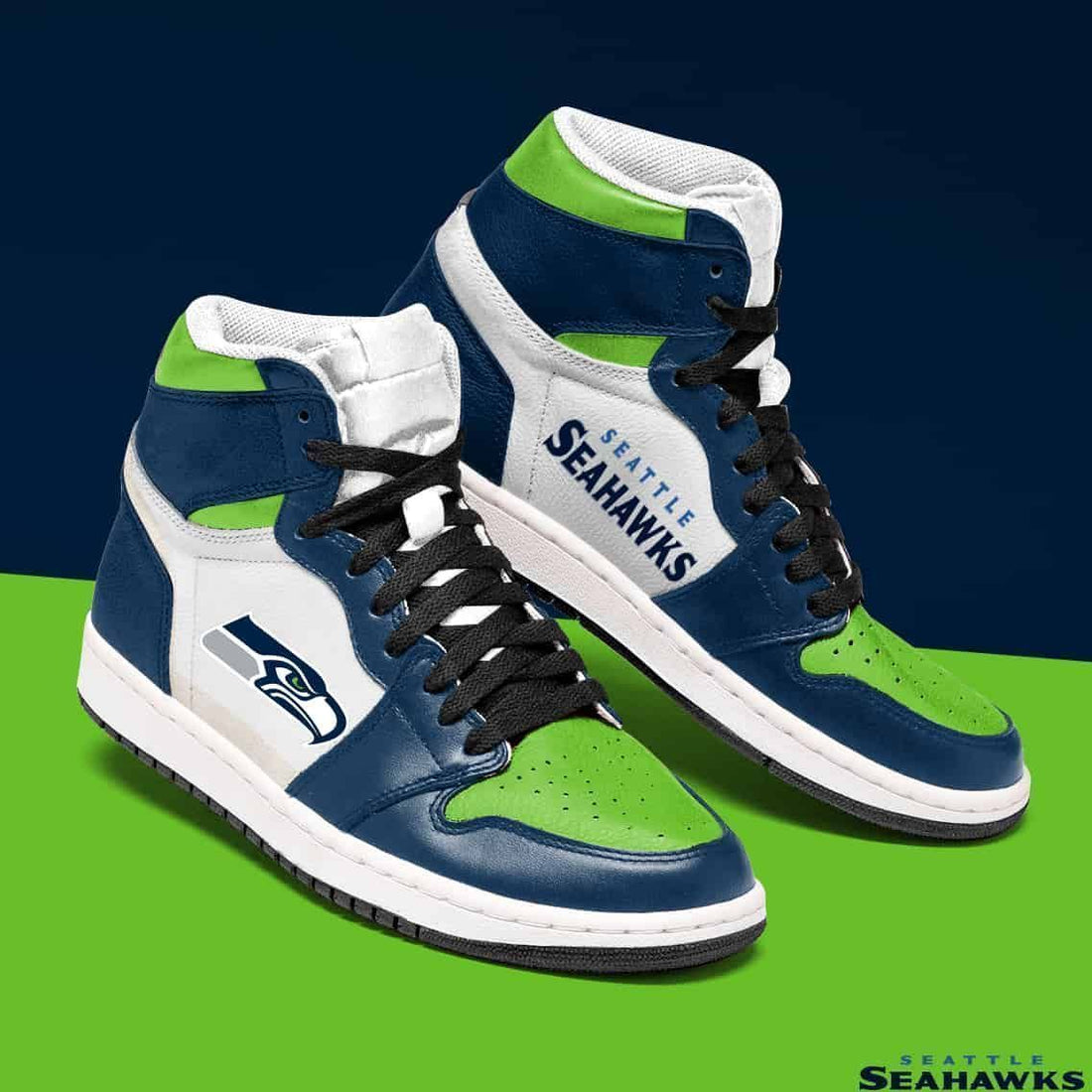 Seattle Seahawks Aj1 Sneakers Custom Hig-Gear Wanta