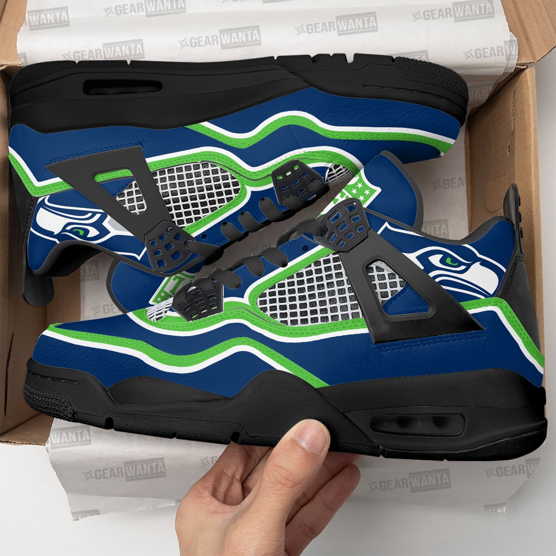 Seattle Seahawks Aj4 Sneakers Custom Shoes-Gear Wanta