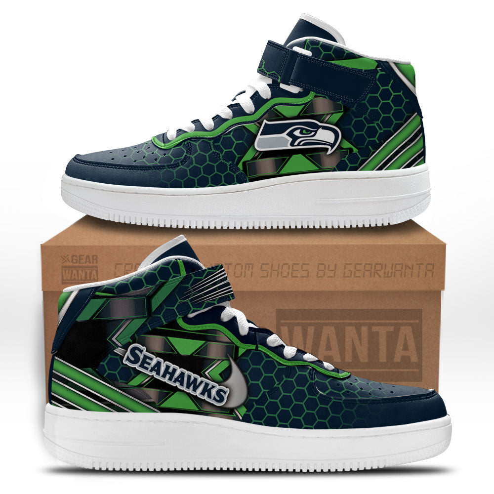 Seattle Seahawks Sneakers Custom Air Mid Shoes For Fans-Gear Wanta