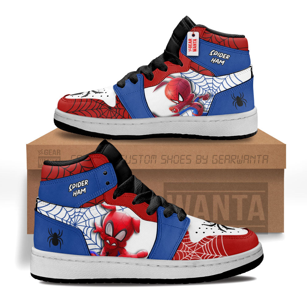Spider-Ham Spider-Verse Kid Sneakers Custom For Kids-Gear Wanta