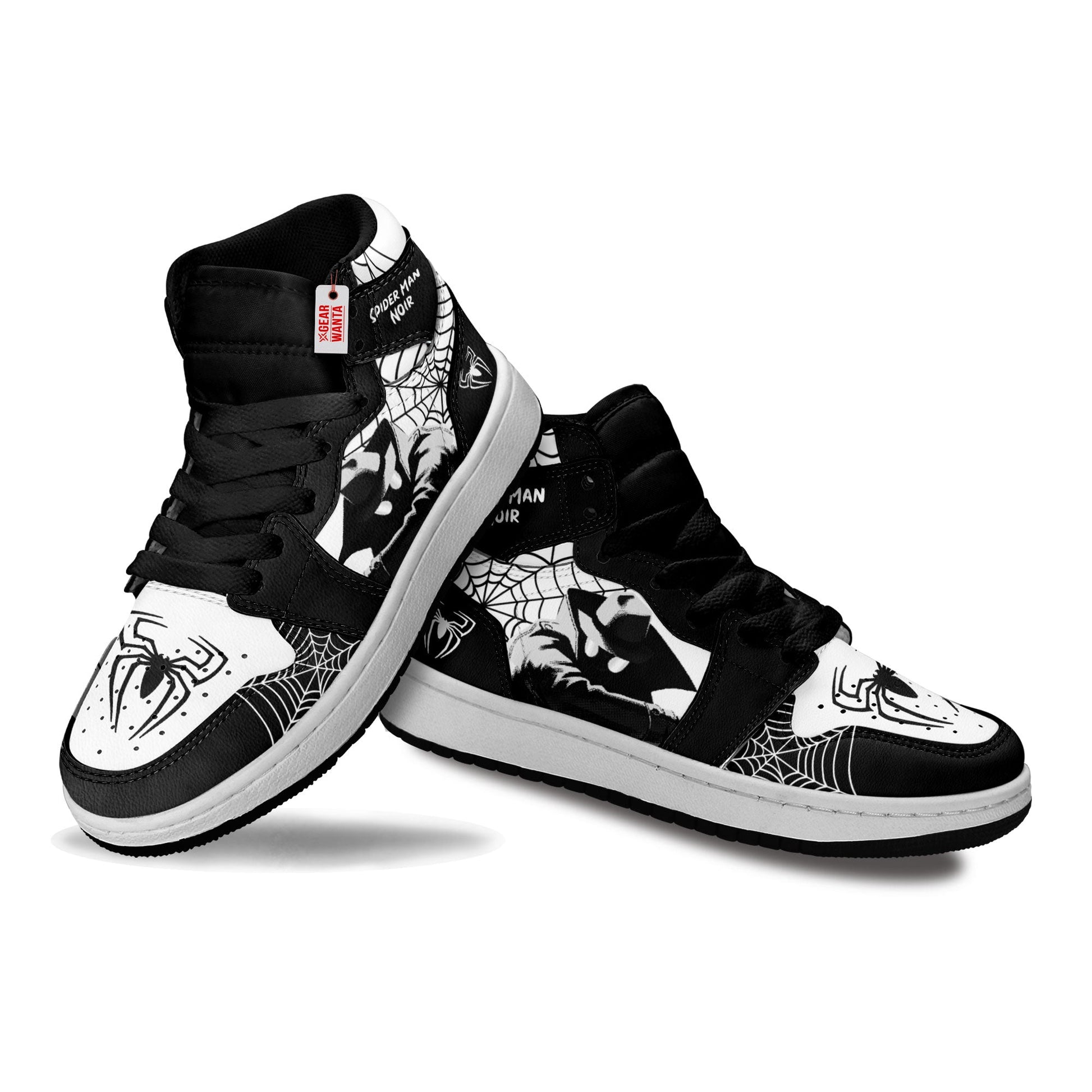 Spider-Man Noir Spider-Verse Kid Sneakers Custom For Kids-Gear Wanta