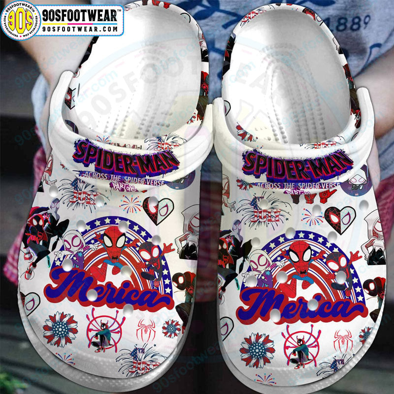 Spiderman with Spider-Man Across Spider-Verse 4th of July Pattern Superhero Clog for Fan-gearwanta.com