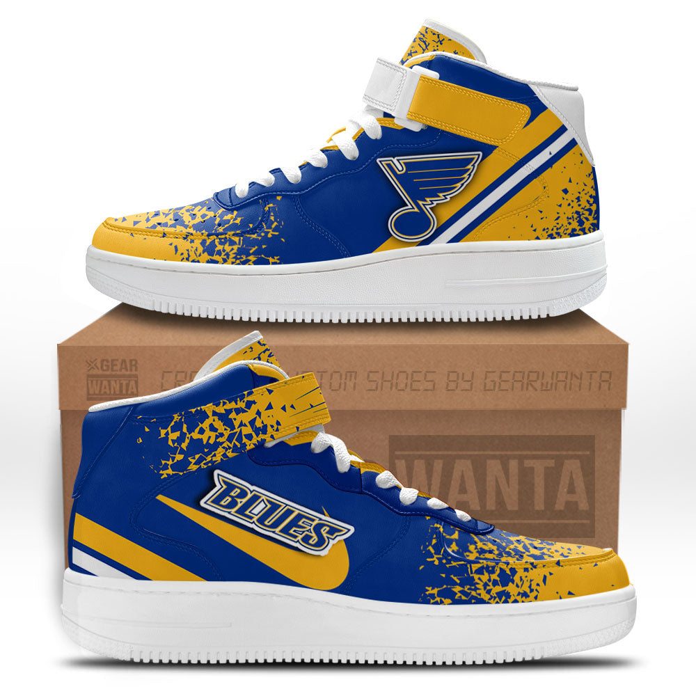 St. Blues Air Mid Shoes Custom Hockey Sneakers Fans-Gear Wanta