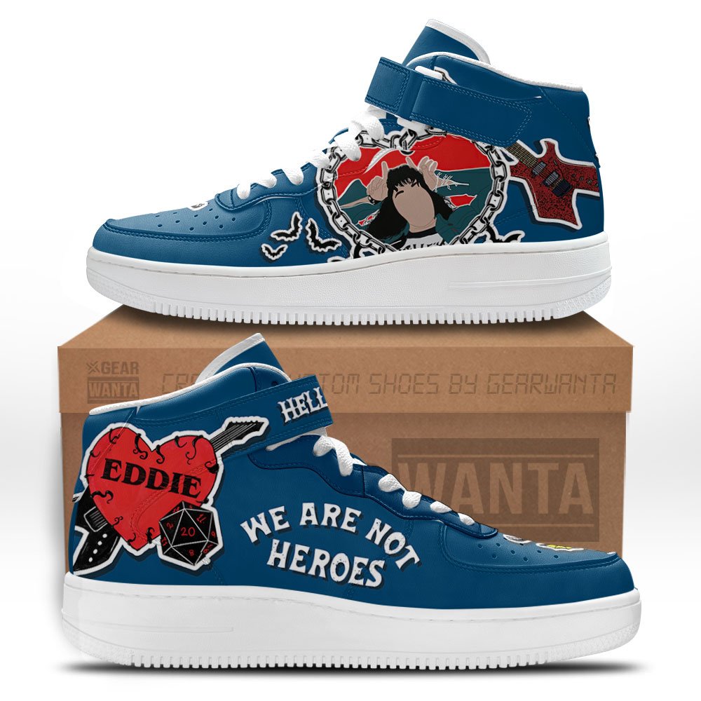 Stranger Things Eddie Munson Sneakers Custom Hero Air Mid Shoes-Gear Wanta