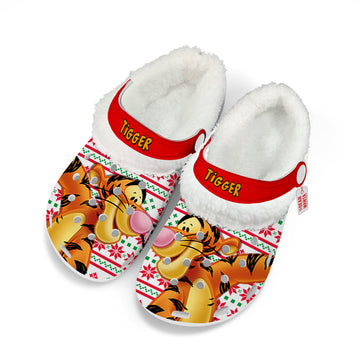 Tigger Fleece Clogs Shoes Christmas Custom For FansGearwanta.com