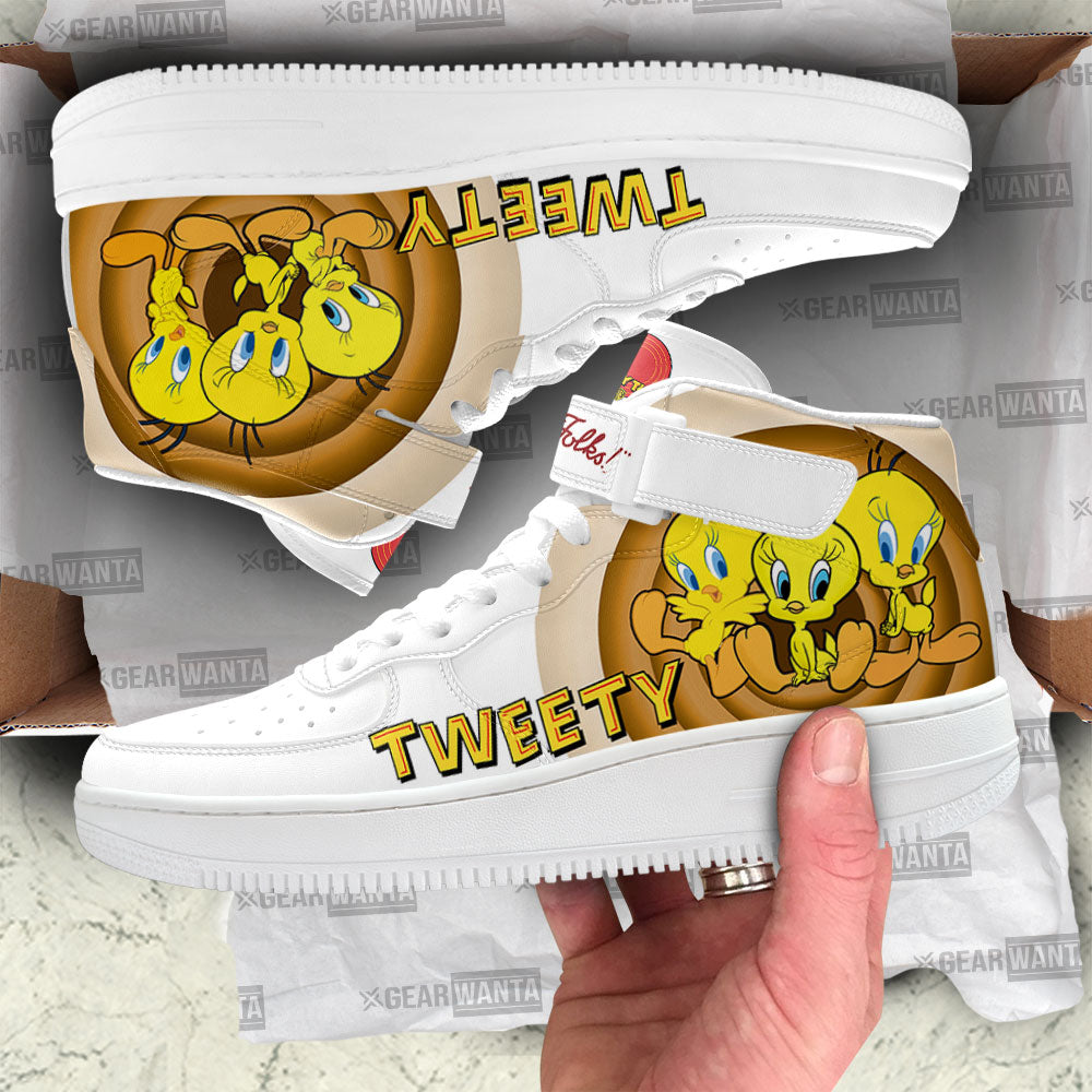 Tweety Air Mid Shoes Custom Looney Tunes Sneakers-Gear Wanta