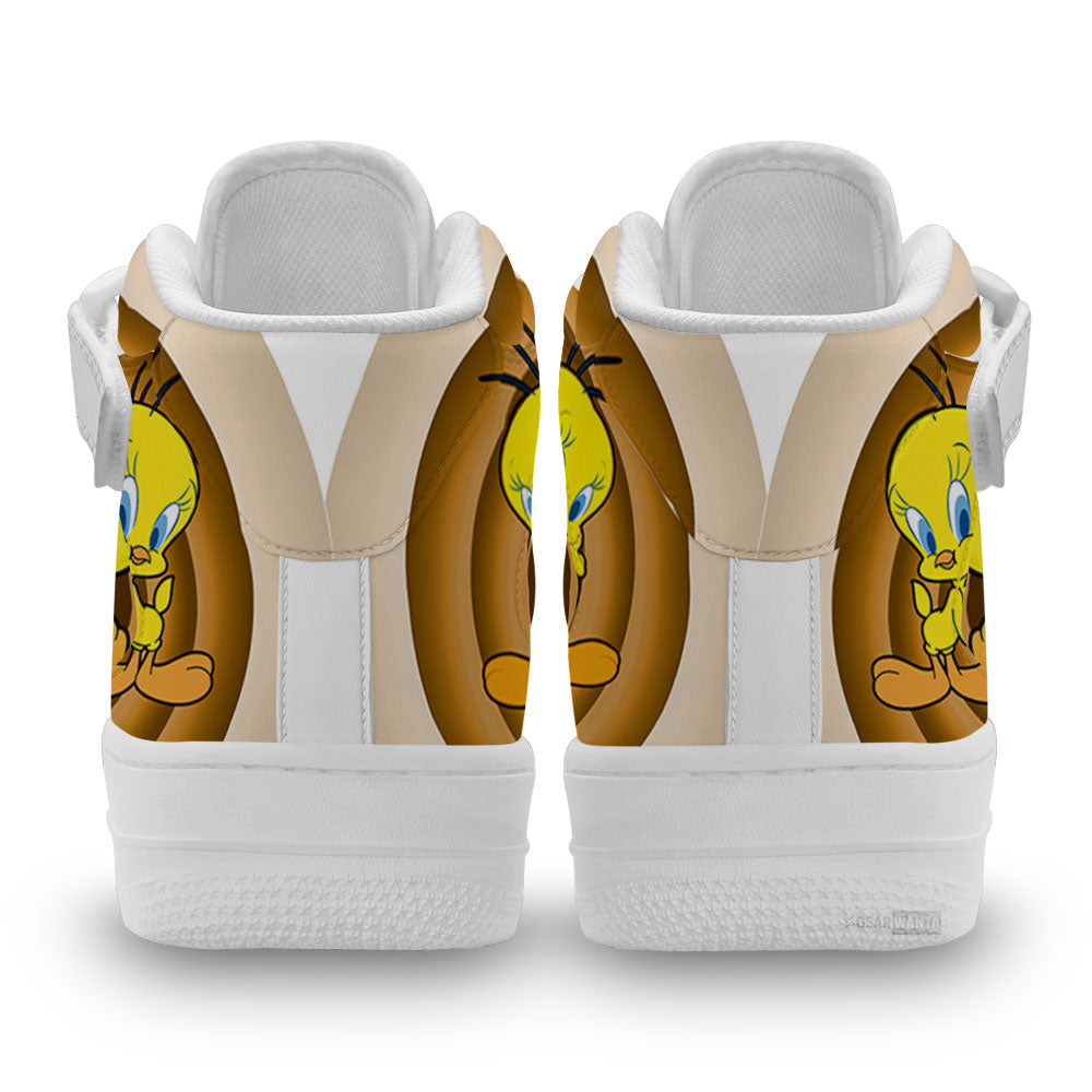 Tweety Air Mid Shoes Custom Looney Tunes Sneakers-Gear Wanta