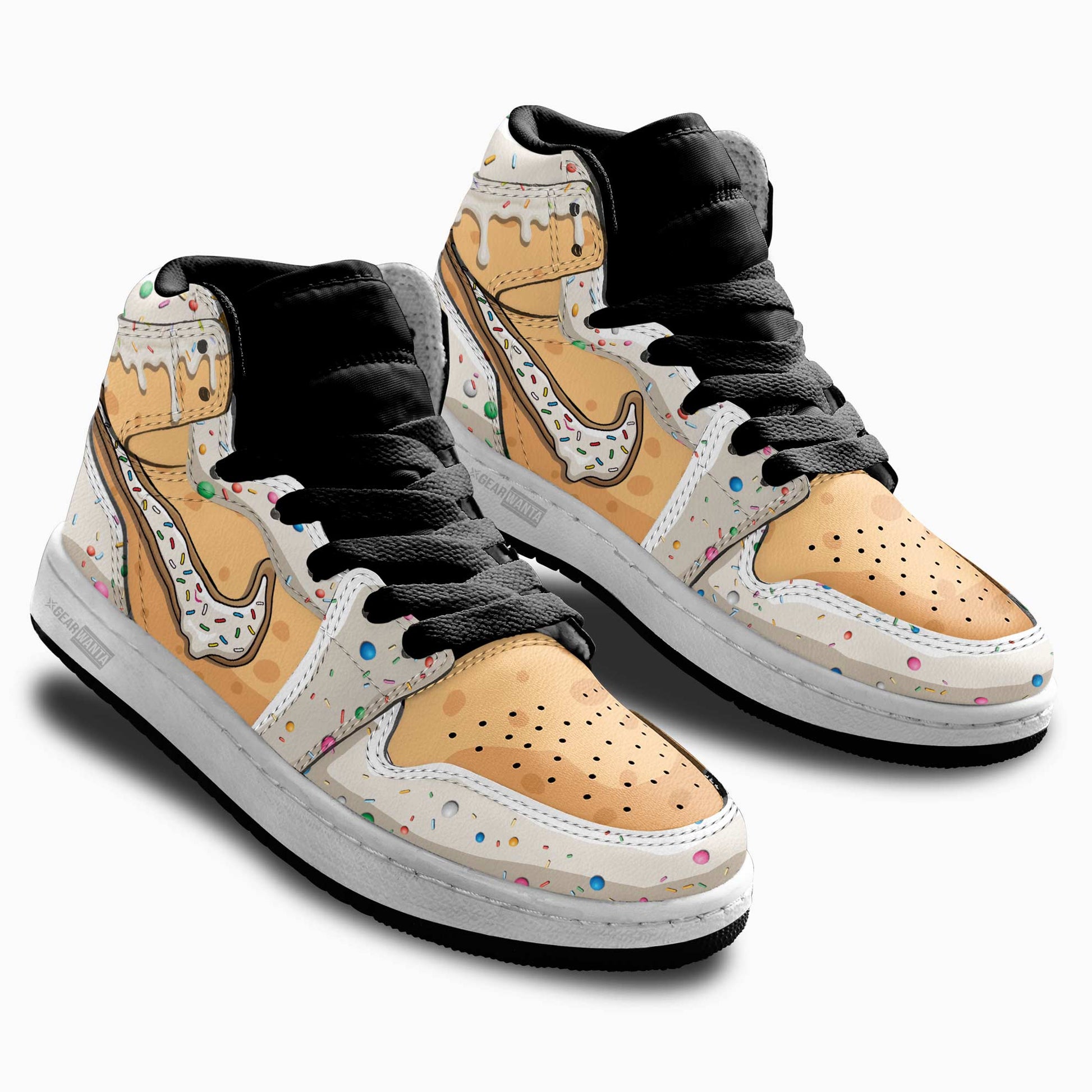 Vanilla Frosted Donut Kid Sneakers Custom For Kids-Gear Wanta