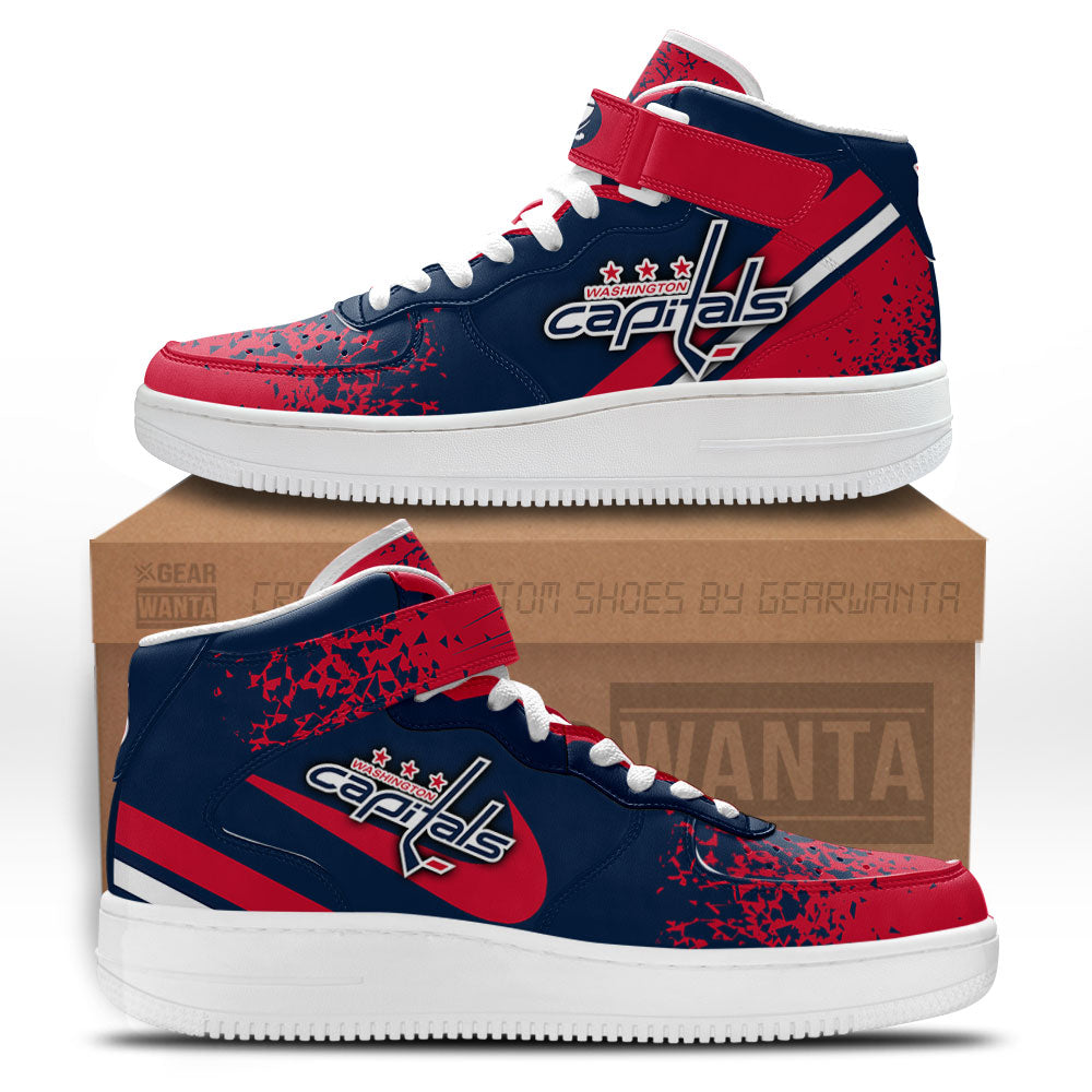 W Capitals Air Mid Shoes Custom Hockey Sneakers Fans-Gear Wanta