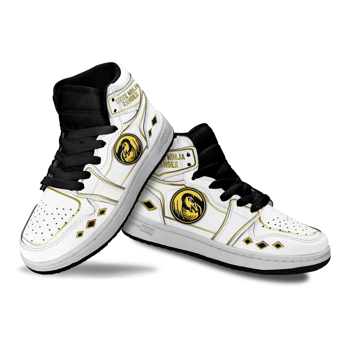 White Ninja Ranger Mighty Morphin Kid Sneakers Custom For Kids-Gear Wanta