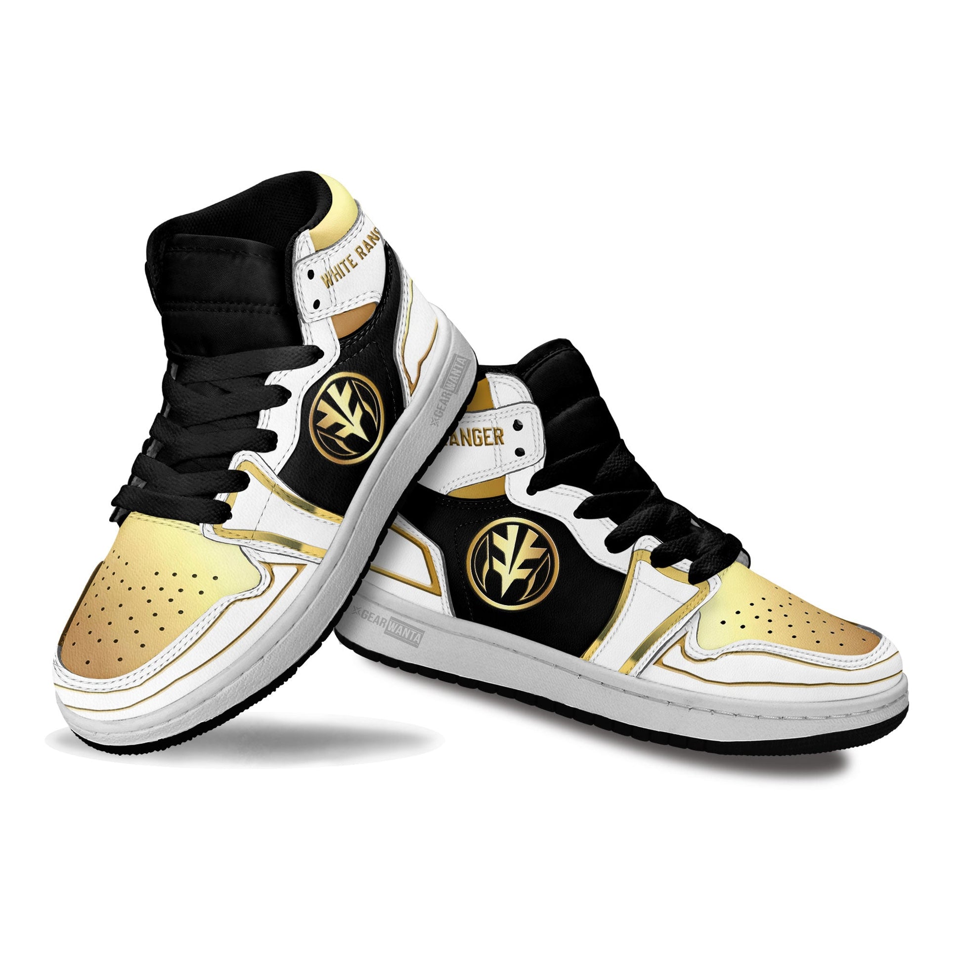 White Ranger Mighty Morphin Kid Sneakers Custom For Kids-Gear Wanta