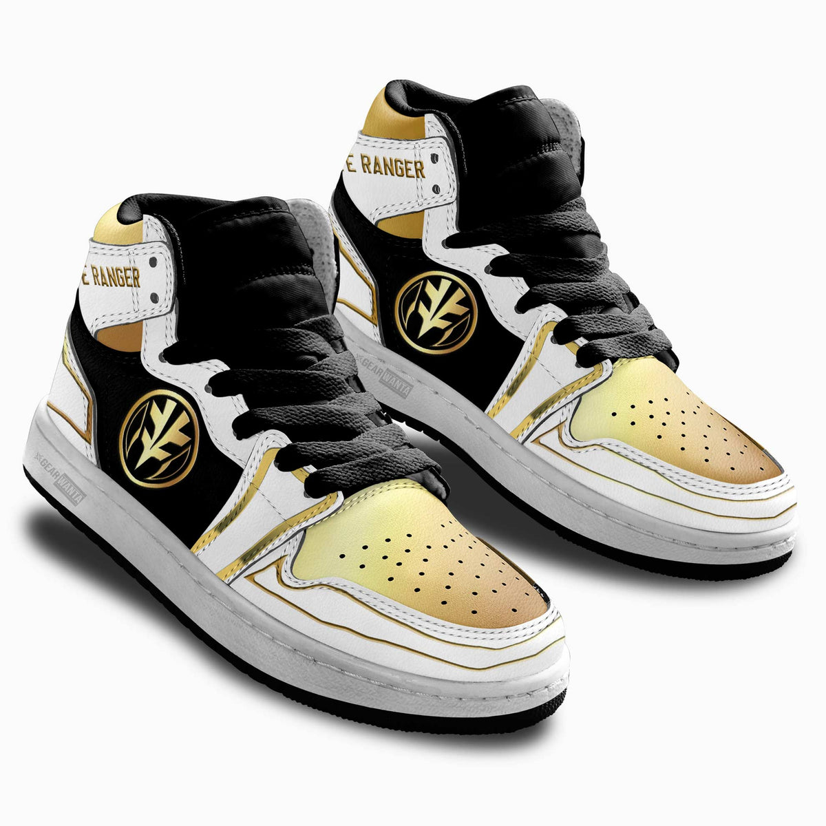 White Ranger Mighty Morphin Kid Sneakers Custom For Kids-Gear Wanta