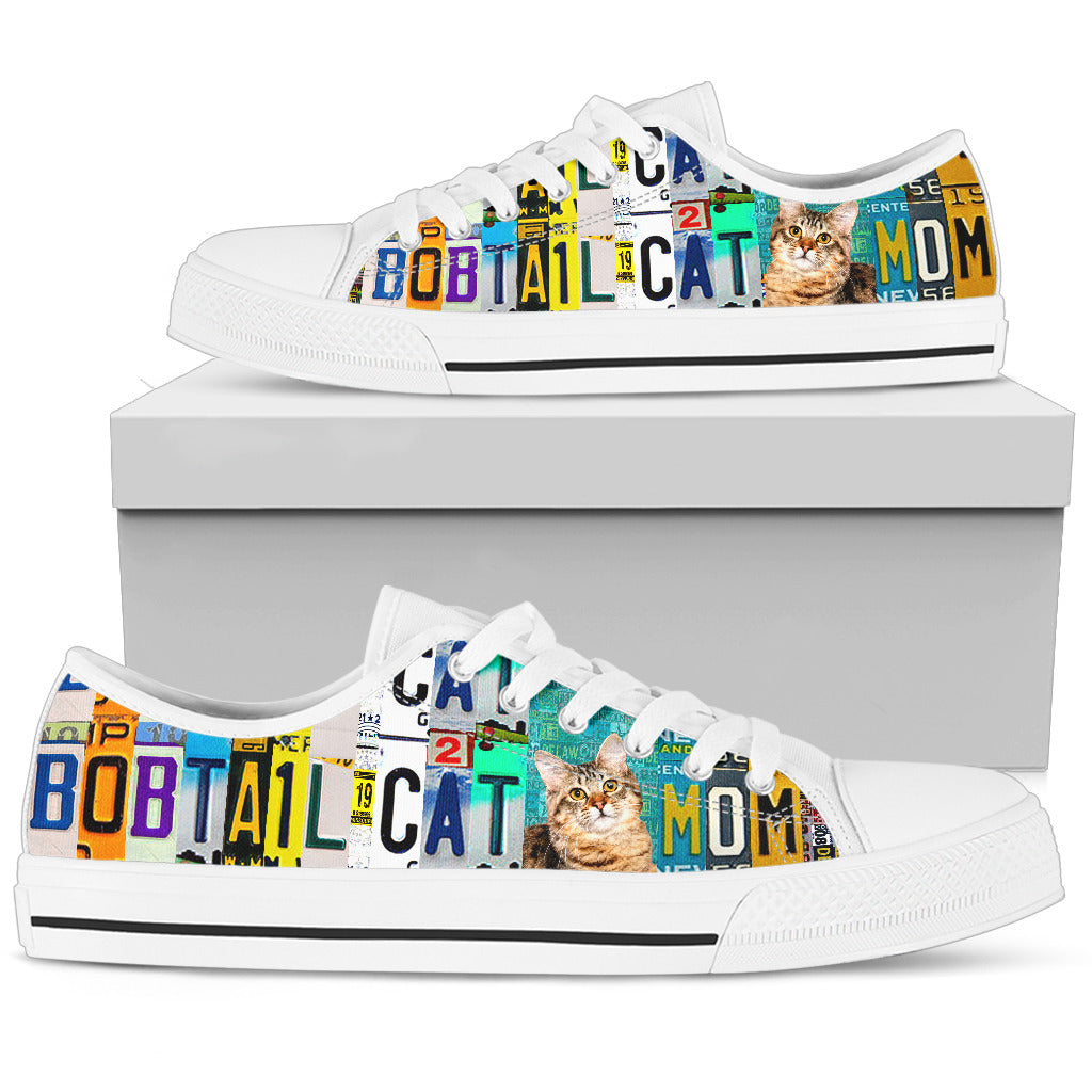 Women's Low Top Canvas Shoes For American Bobtail Cat Mom-Gear Wanta