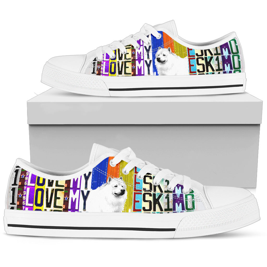 Women's Low Top Canvas Shoes For American Eskimo Lovers-Gear Wanta
