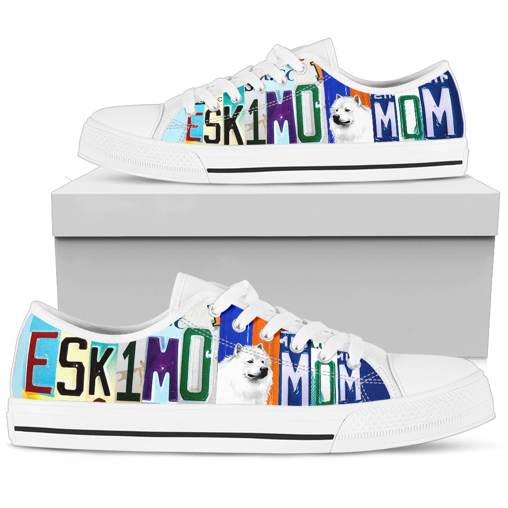 Women's Low Top Canvas Shoes For American Eskimo Mom-Gear Wanta