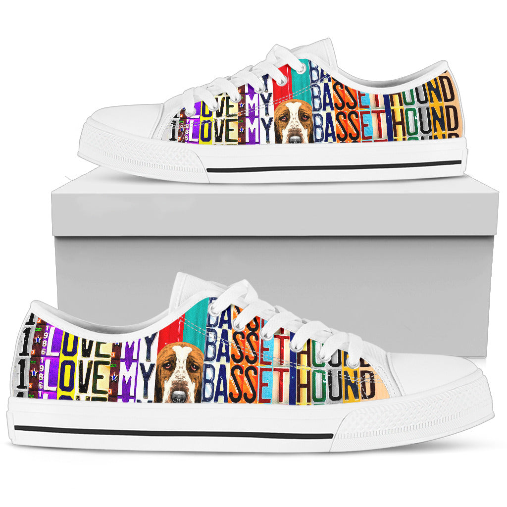 Women's Low Top Canvas Shoes For Basset Hound Lovers-Gear Wanta