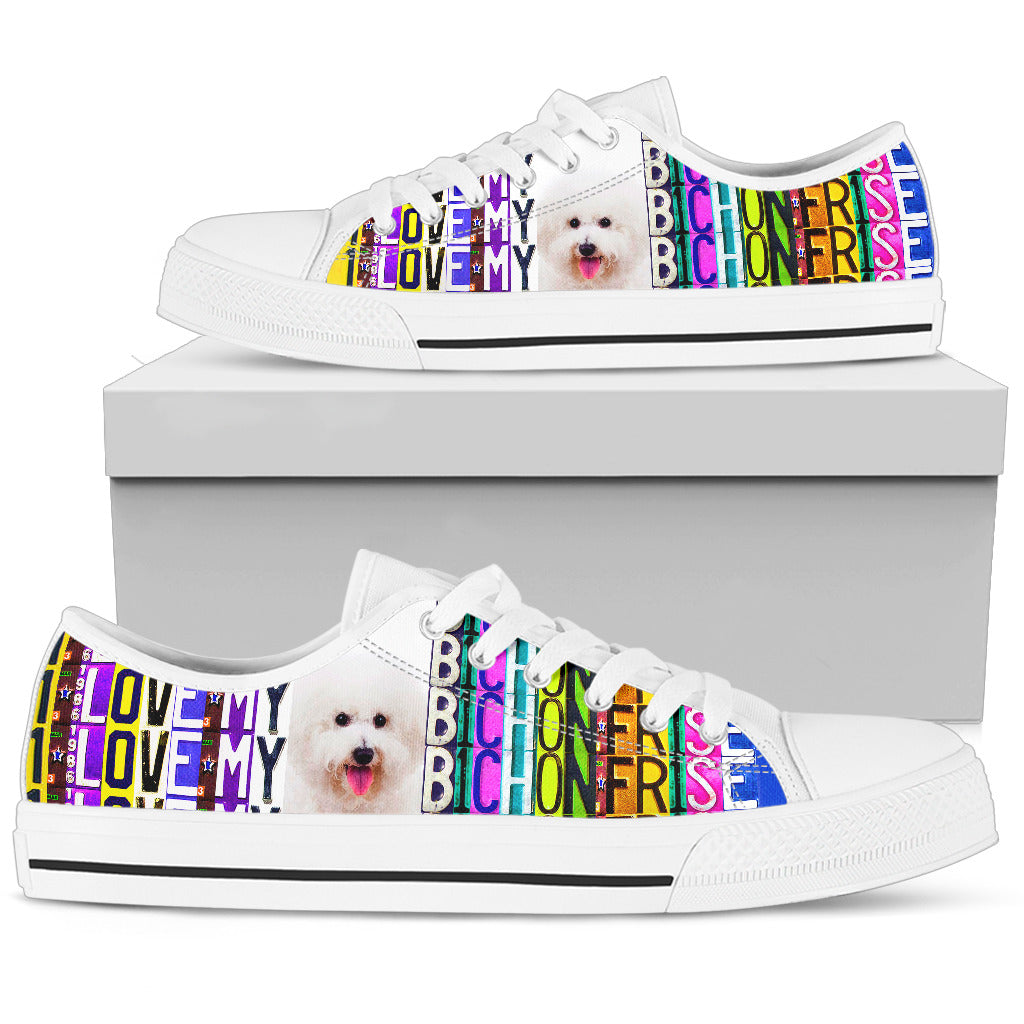 Women's Low Top Canvas Shoes For Bichon Frise Lovers-Gear Wanta