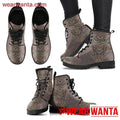 Abstract Owl Women Leather Boots Gifts For Owl Lover-Gear Wanta