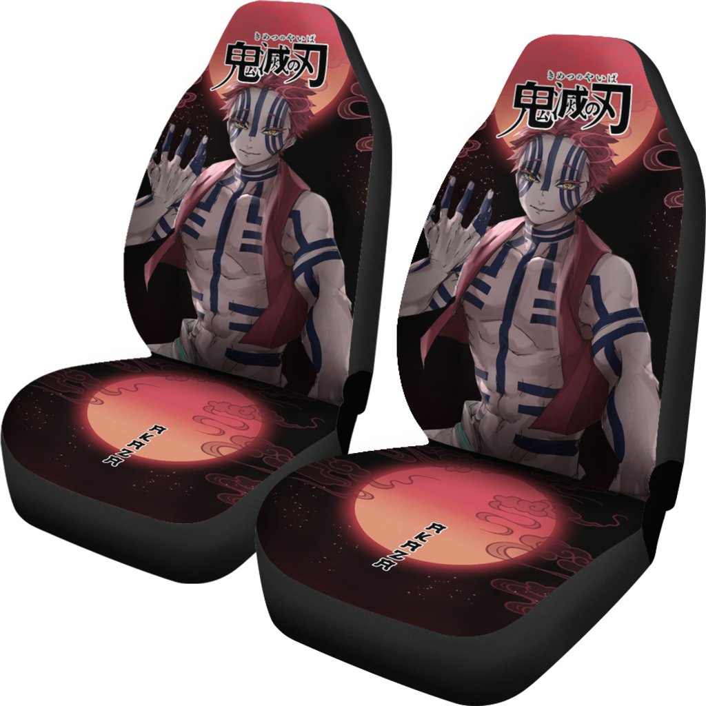 Akaza Demon Slayer Under The Moon Car Seat Covers Custom Anime Car Accessories-Gear Wanta