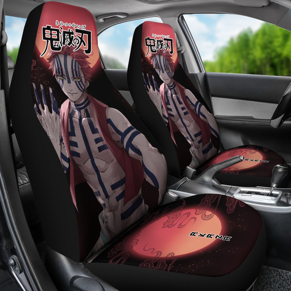 Akaza Demon Slayer Under The Moon Car Seat Covers Custom Anime Car Accessories-Gear Wanta