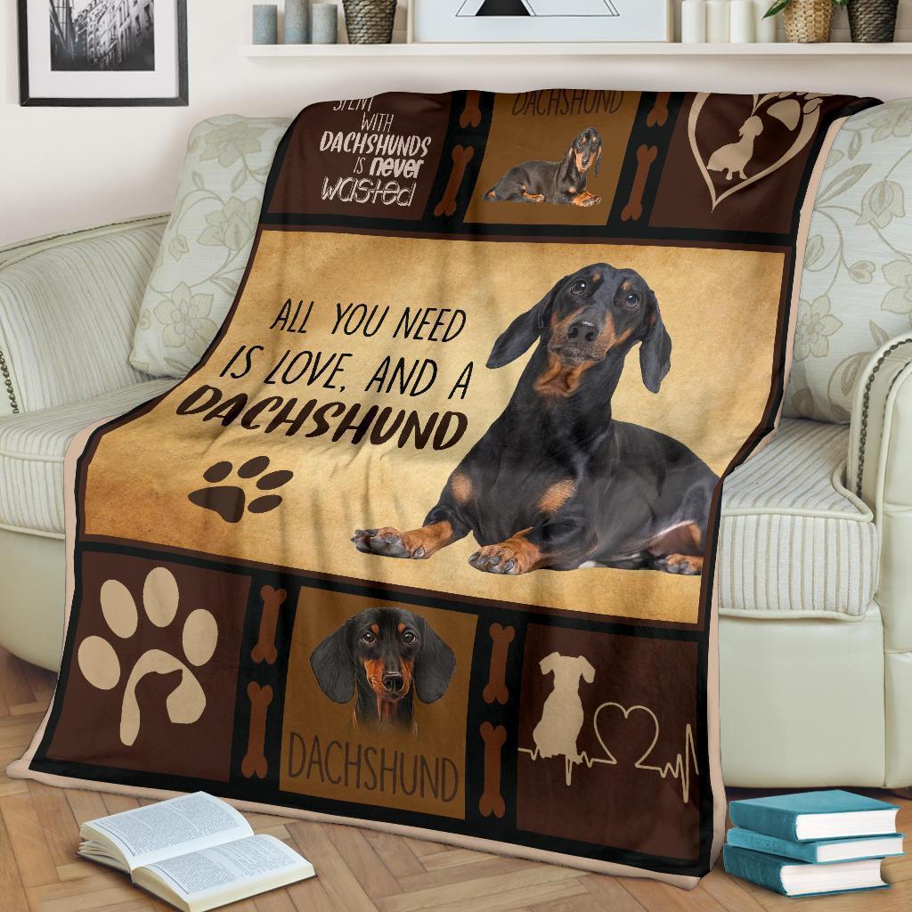 All You Need Is A Dachshund Dog Fleece Blanket Funny-Gear Wanta