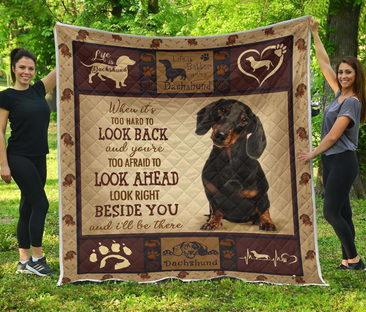 Alway Beside You Dachshund Quilt Blanket-Gear Wanta