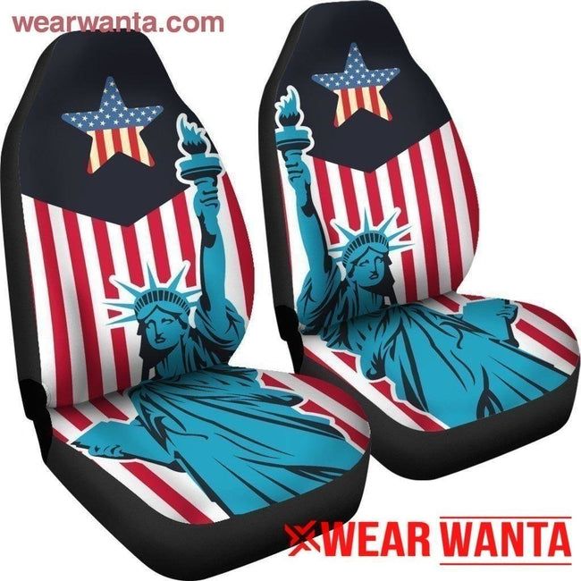 American Flag Car Seat Covers Custom Statue of Liberty Car Decoration-Gear Wanta