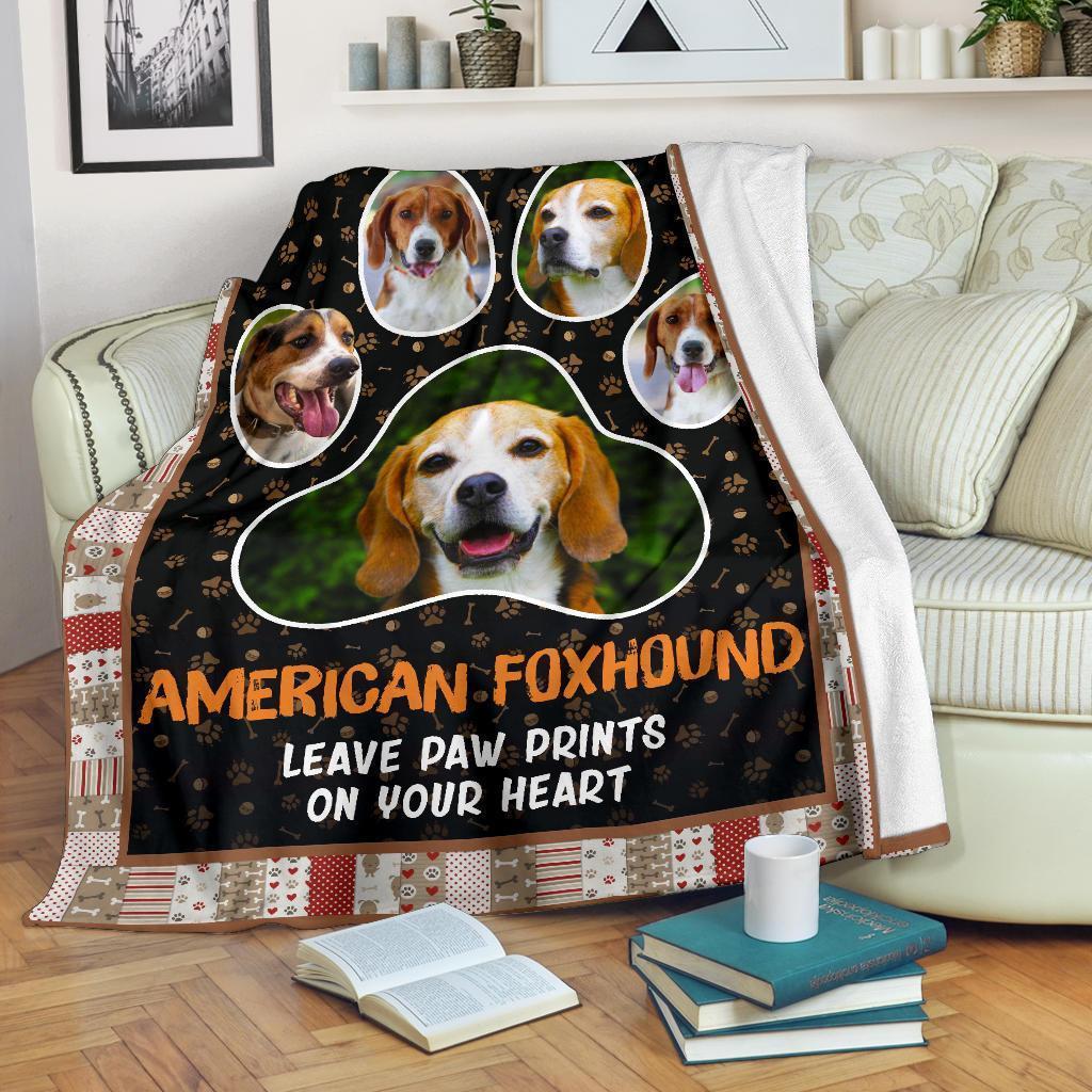 American Foxhound Leave Paw Prints On Your Heart Fleece Blanket-Gear Wanta