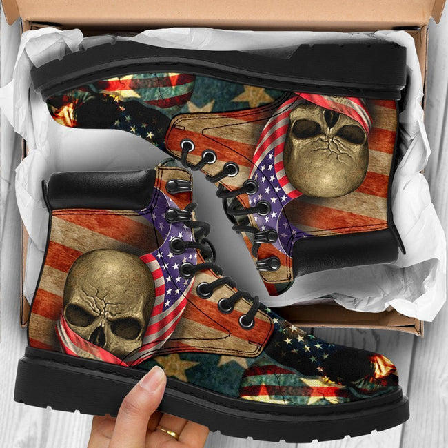 American Skull Boots American Flag Shoes Amazing Gift-Gear Wanta