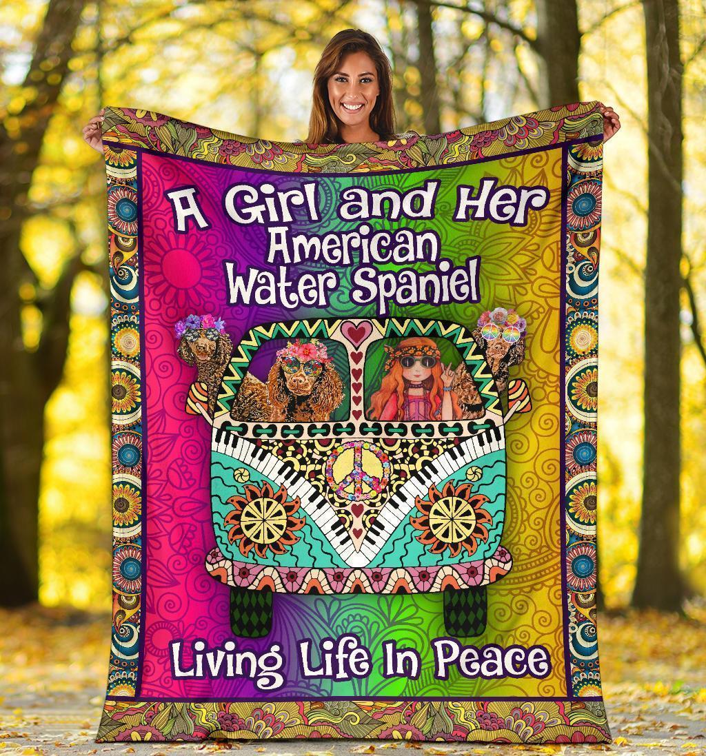 American Water Spaniel Dog Hippie Van Fleece Blanket-Gear Wanta